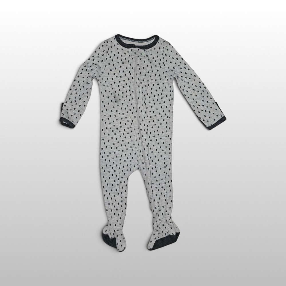 Baby Cloud Island Footed Sleeper Teardrop Print Casual Gray 6-9M Pajamas